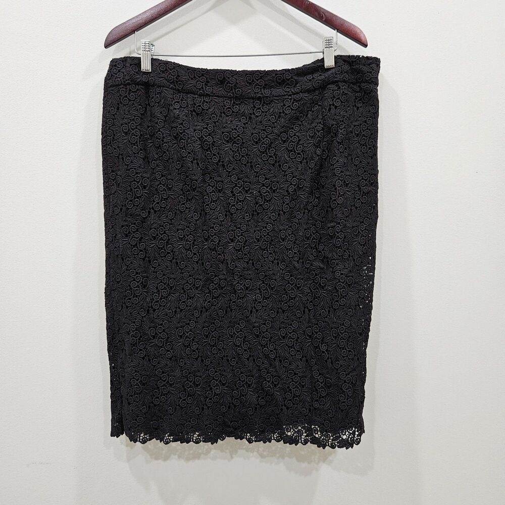 Talbots Lace Overlay Pencil Skirt 16W Black Whimsygoth Romantic Fairy Grunge